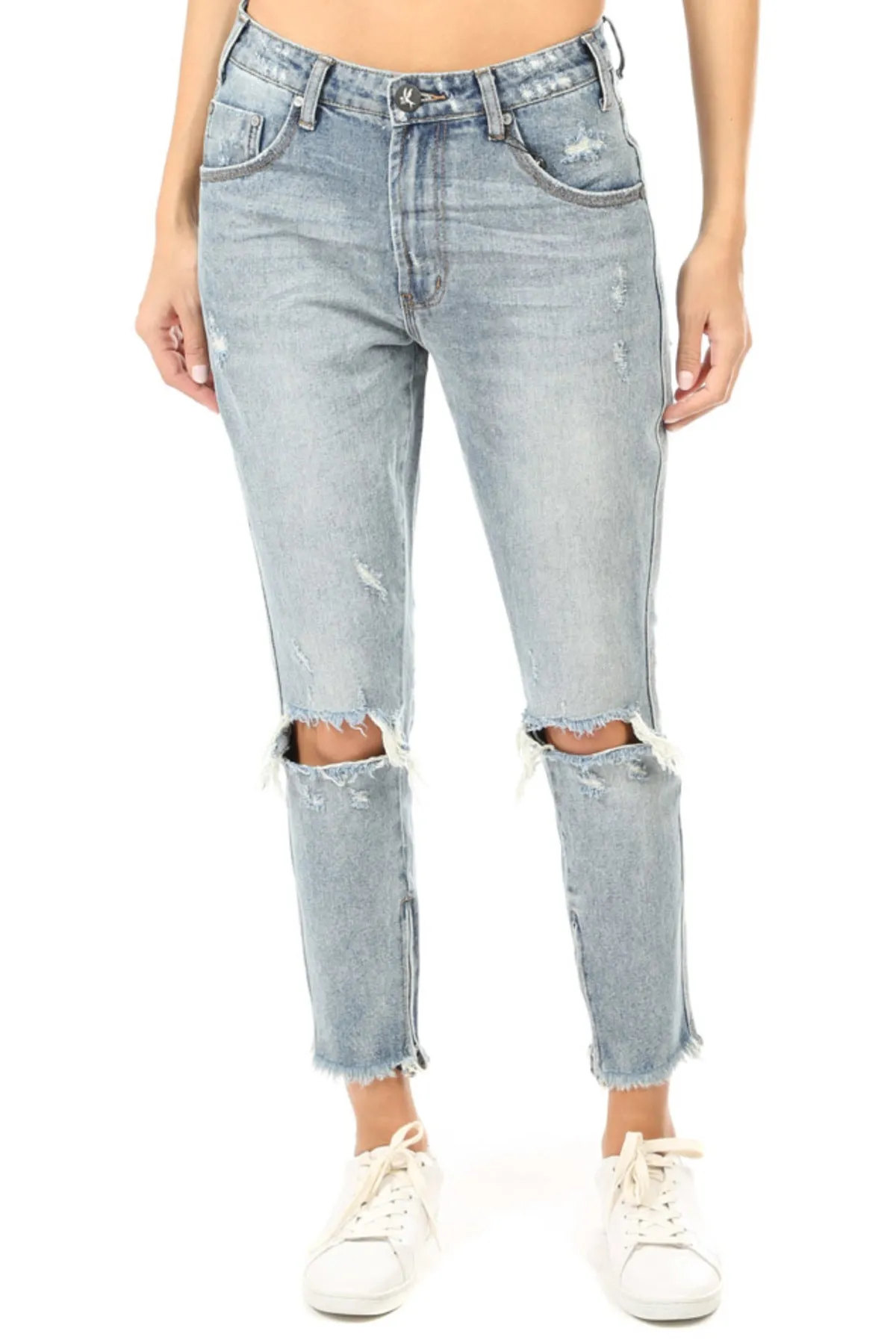 One Teaspoon High Waist Freebirds Skinny Jeans Storm Buoy