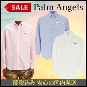 Palm Angels  |Button-down Street Style Long Sleeves Plain Cotton Logo