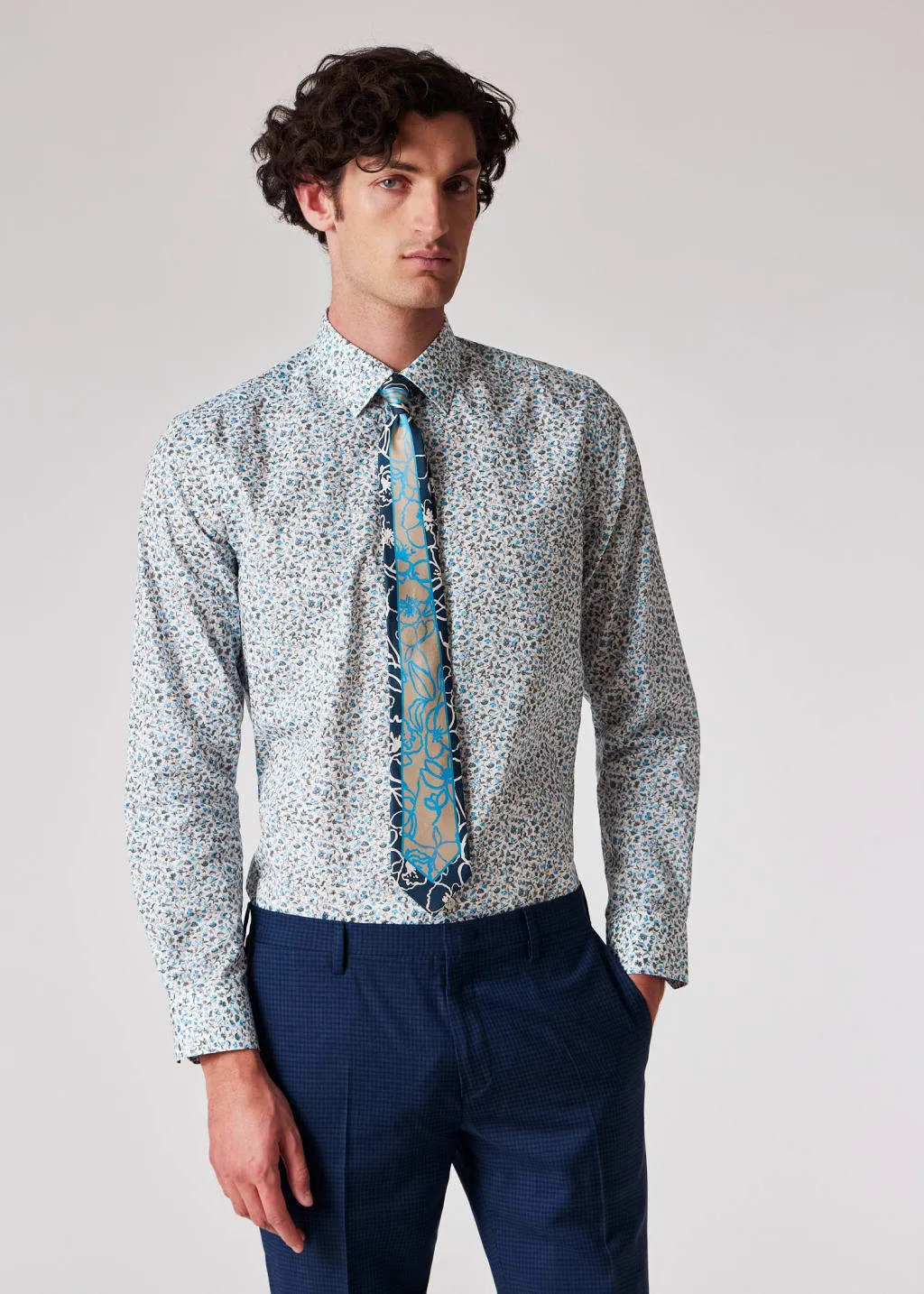 Paul Smith  |Button-down Flower Patterns Long Sleeves Cotton Logo Shirts