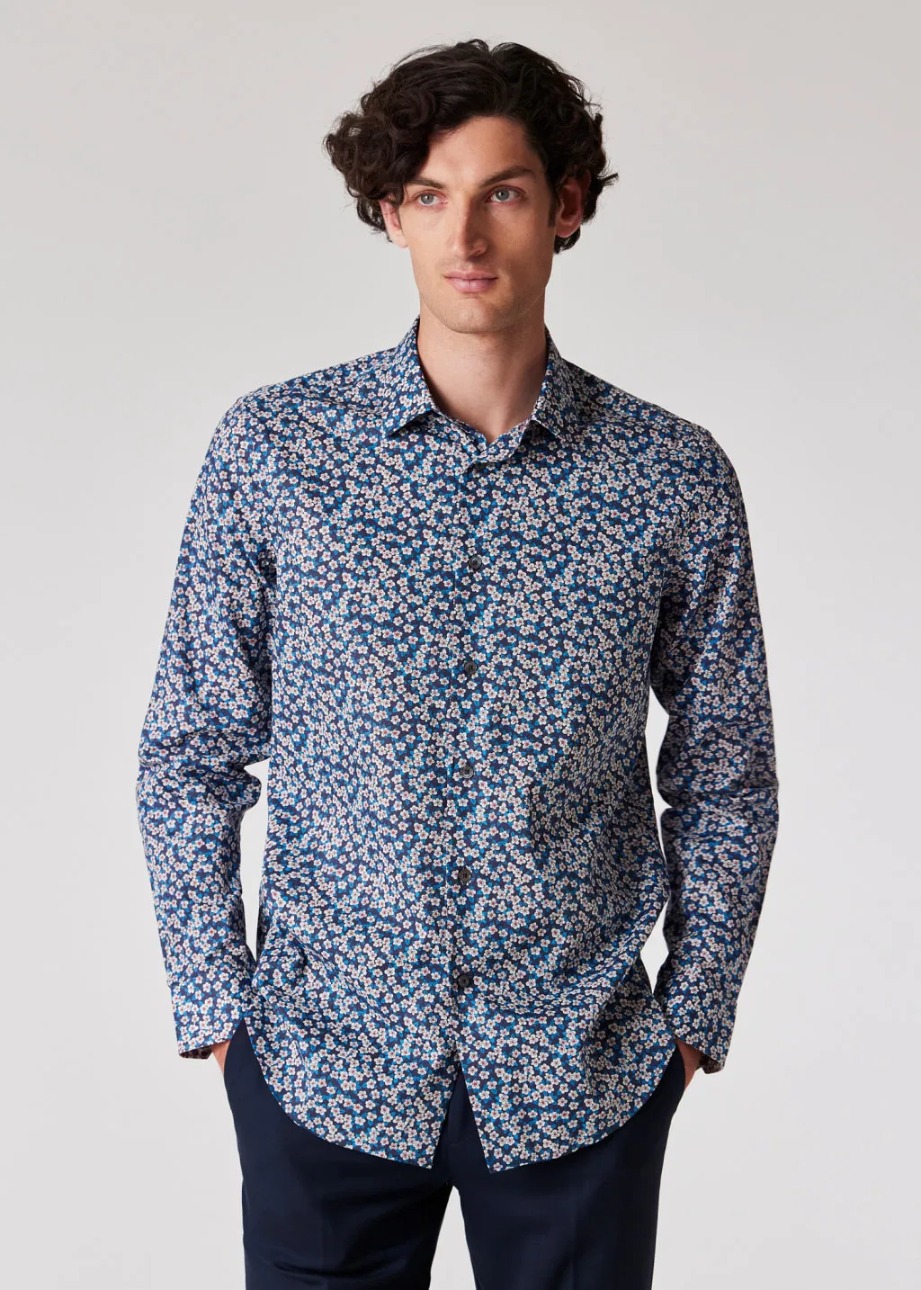 Paul Smith  |Button-down Flower Patterns Long Sleeves Cotton Logo Shirts