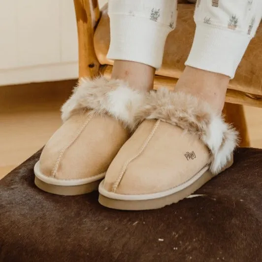 PAWJ Slippers | Tan / Snow Leopard