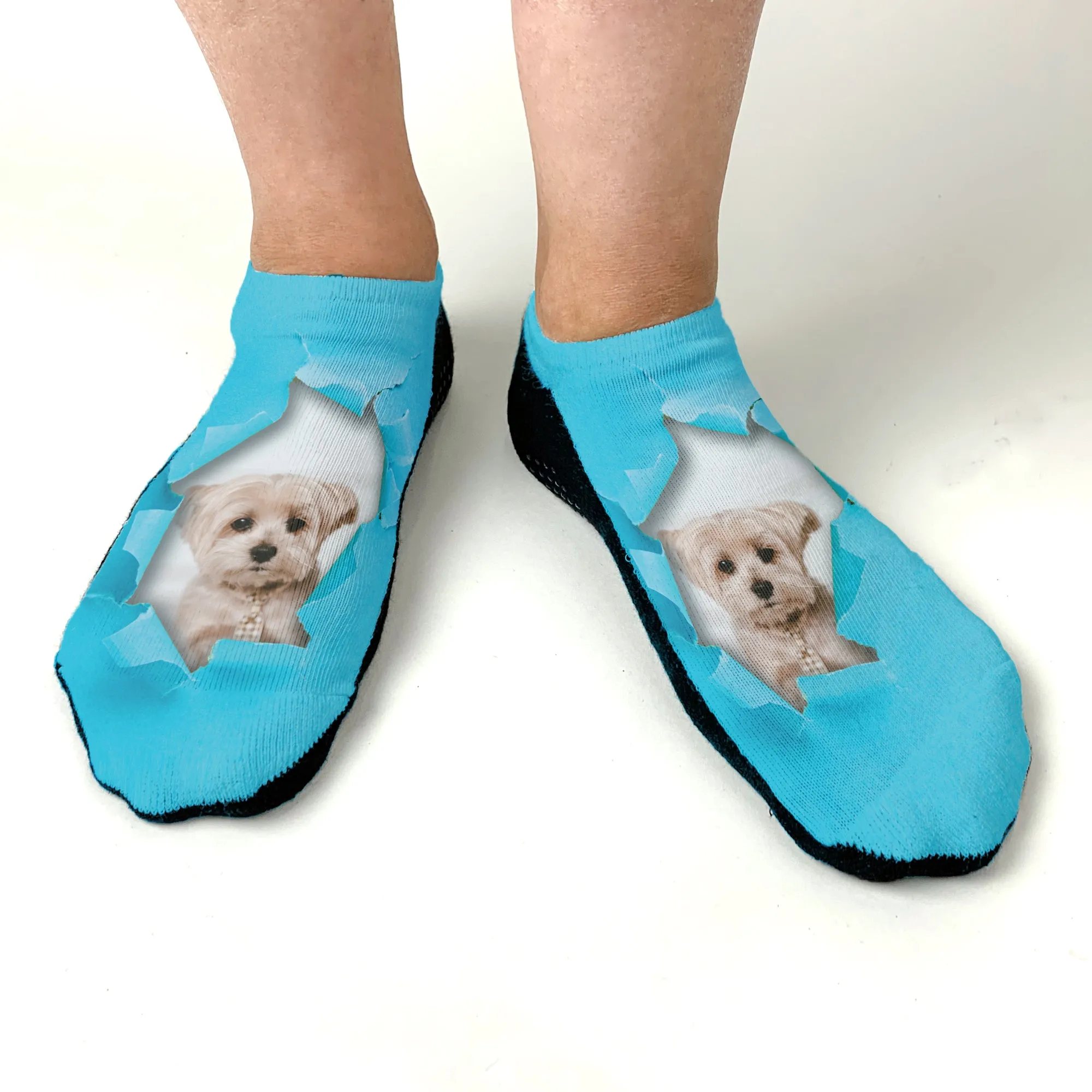 Photo No Show Socks Custom Printed with Bright Background