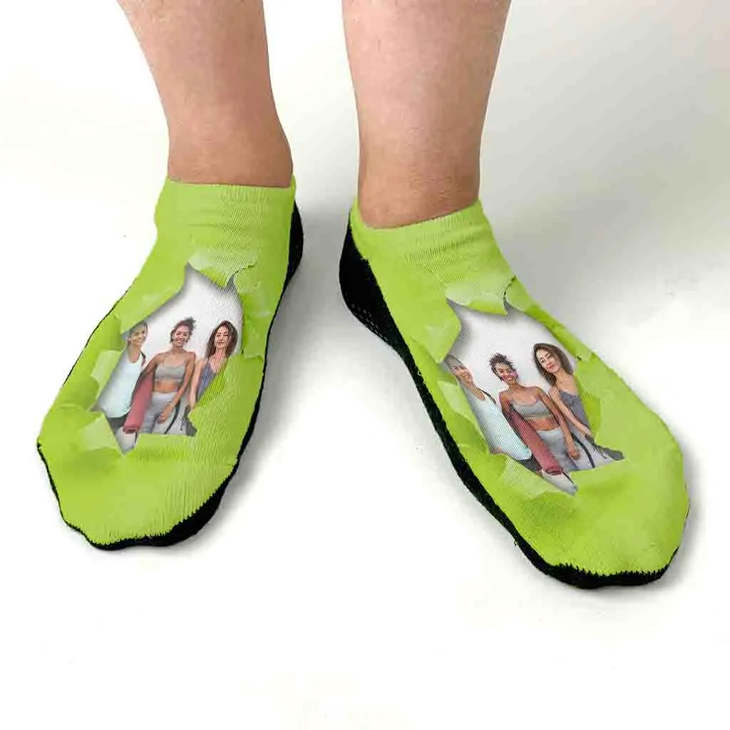 Photo No Show Socks Custom Printed with Bright Background