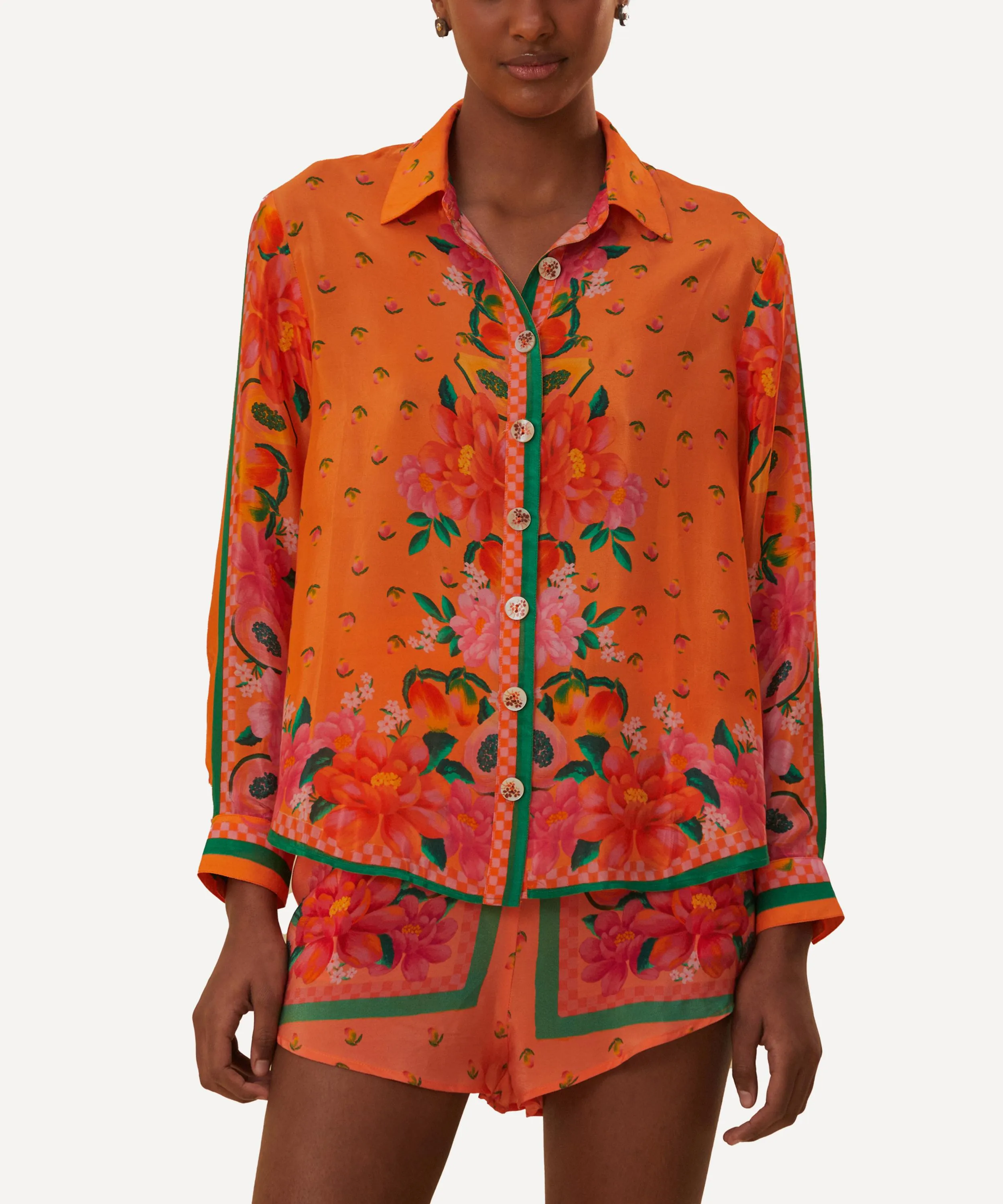 Pink Fruit Garden Scarf Long-Sleeve Shirt