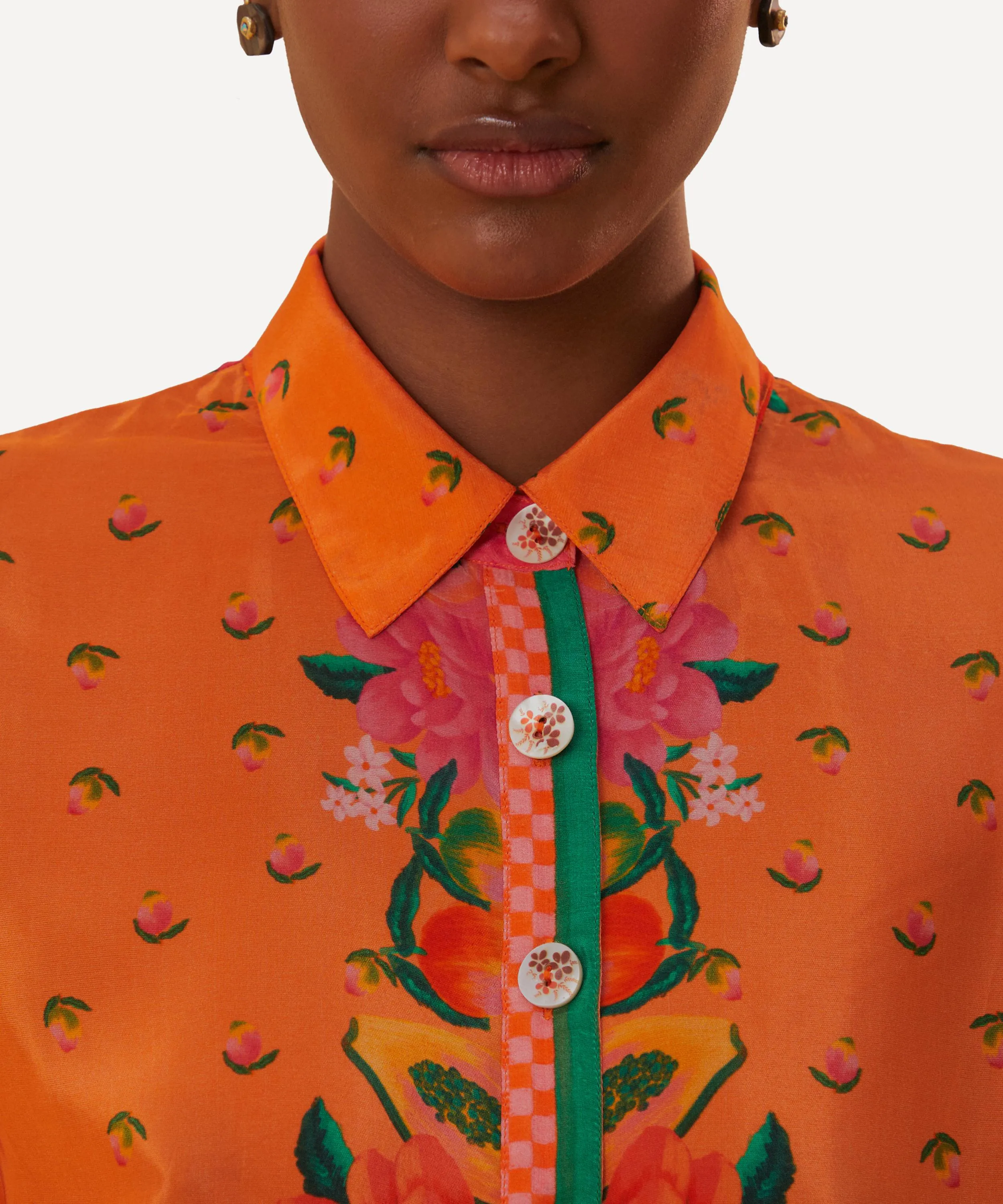 Pink Fruit Garden Scarf Long-Sleeve Shirt