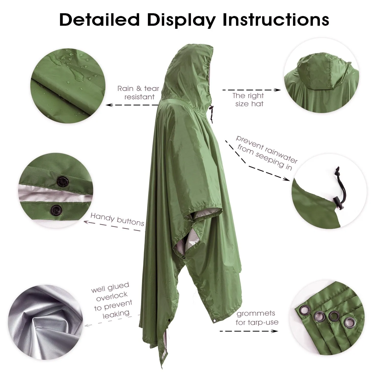 Poncho de pluie multifonctions 3 en 1 (tarp, auvent) Tomshoo - TLM181