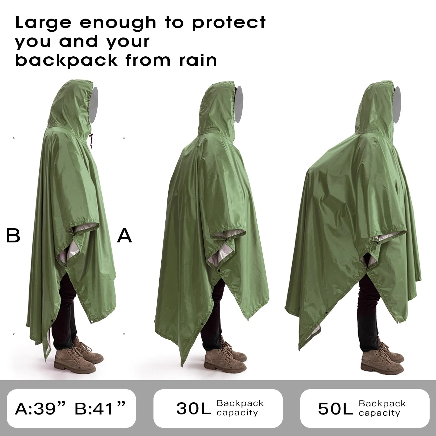 Poncho de pluie multifonctions 3 en 1 (tarp, auvent) Tomshoo - TLM181