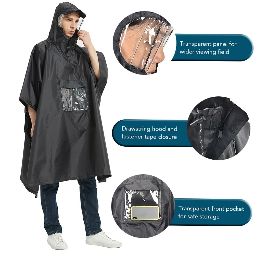 Poncho imperméable léger à capuche avec poche ventrale Tomshoo - RainUv