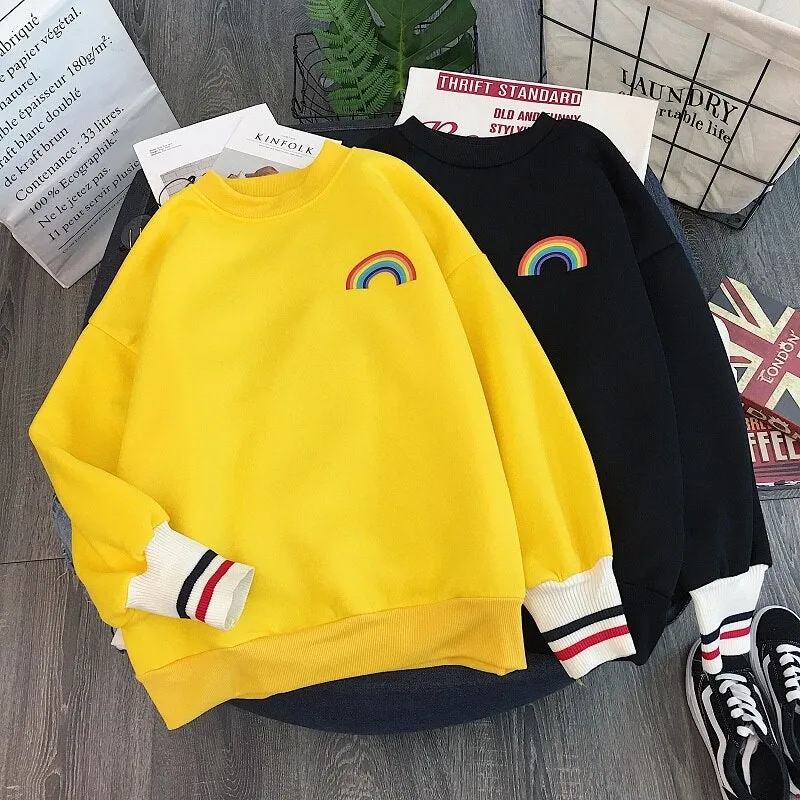 Rainbow Embroidery Fleece Hoodies