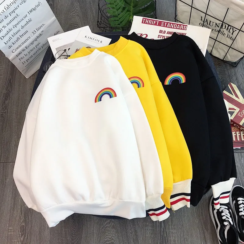 Rainbow Embroidery Fleece Hoodies