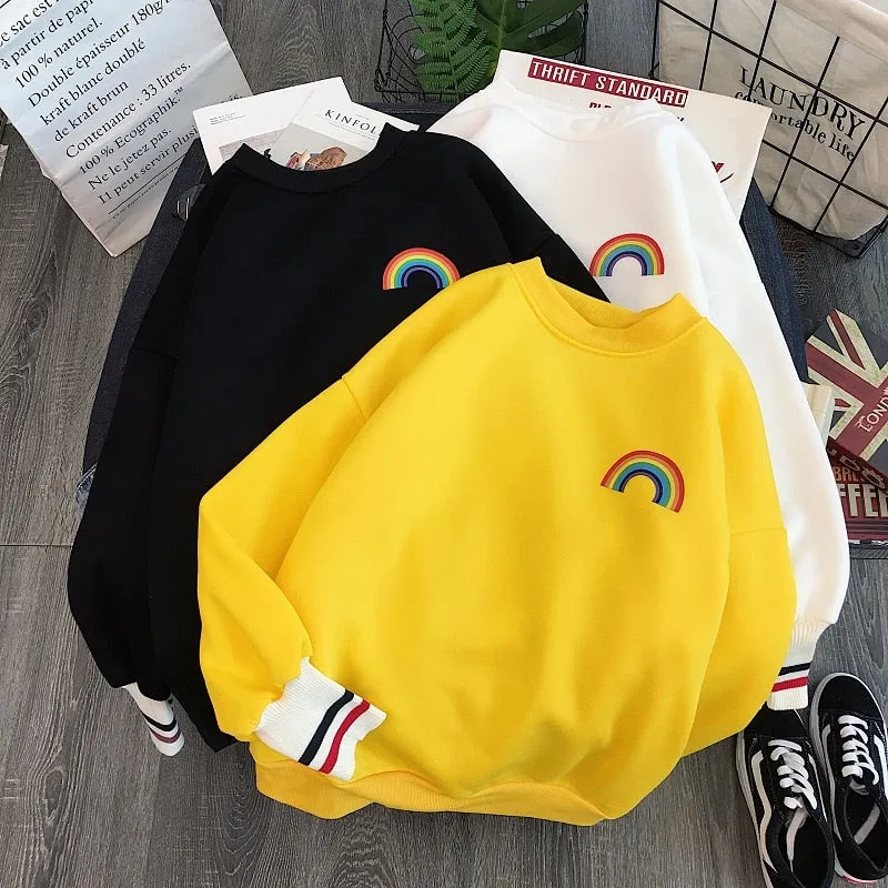 Rainbow Embroidery Fleece Hoodies