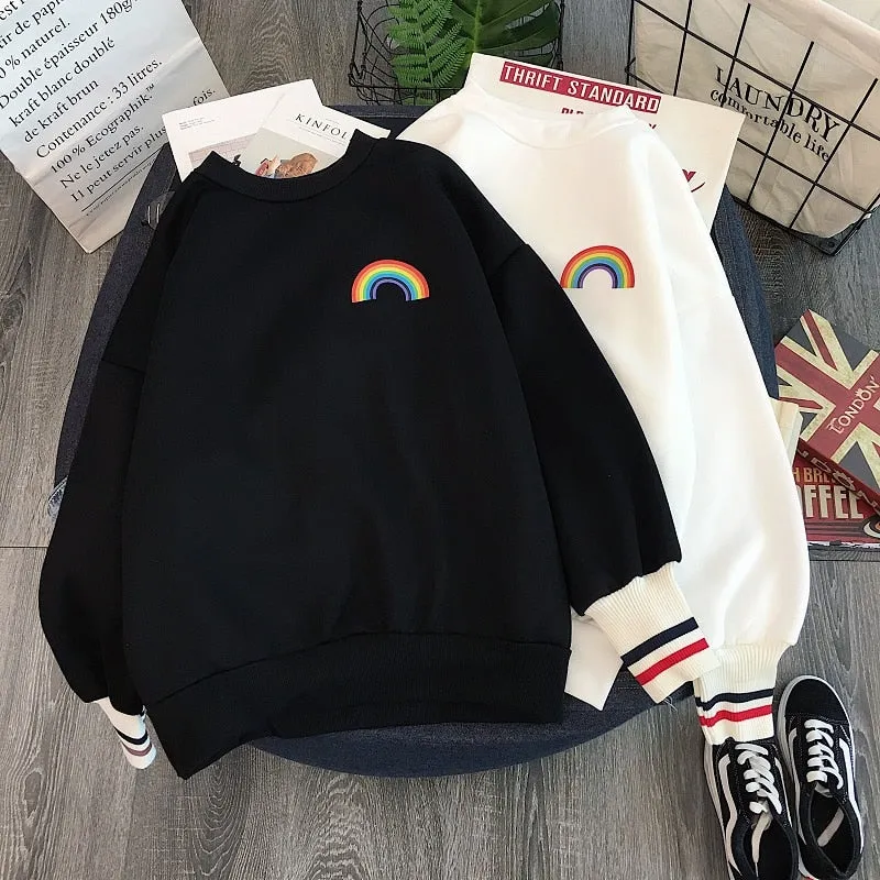 Rainbow Embroidery Fleece Hoodies