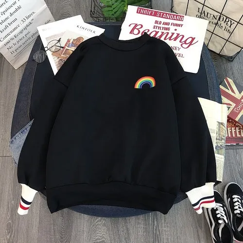 Rainbow Embroidery Fleece Hoodies