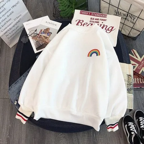 Rainbow Embroidery Fleece Hoodies