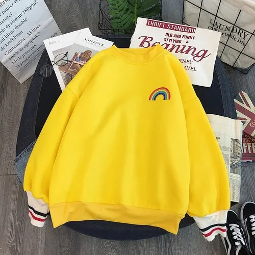 Rainbow Embroidery Fleece Hoodies