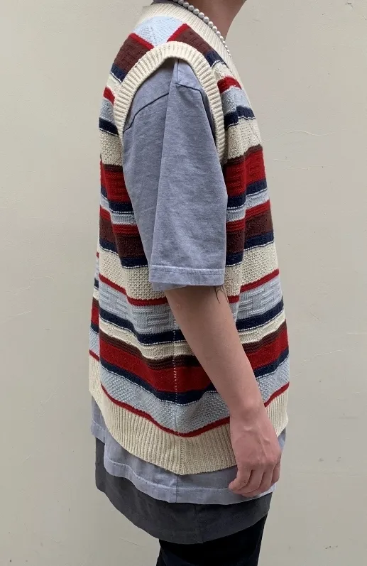 RASHOMONG  |Stripes Unisex Street Style Oversized Vests & Gillets