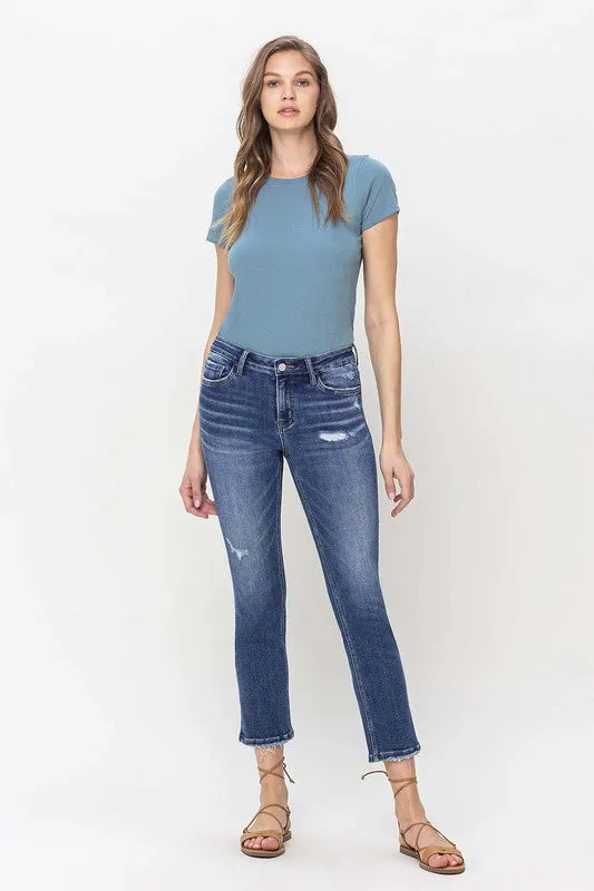 Readable Mid Rise Crop Slim Straight Jeans