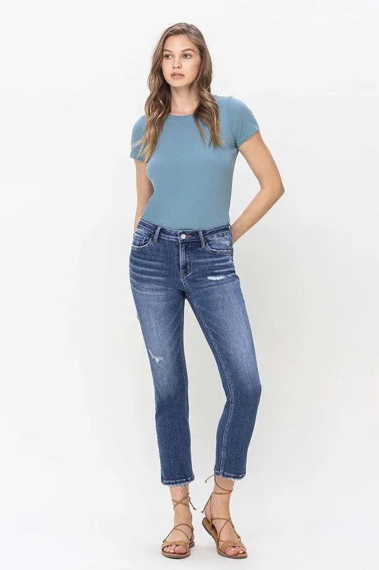 Readable Mid Rise Crop Slim Straight Jeans