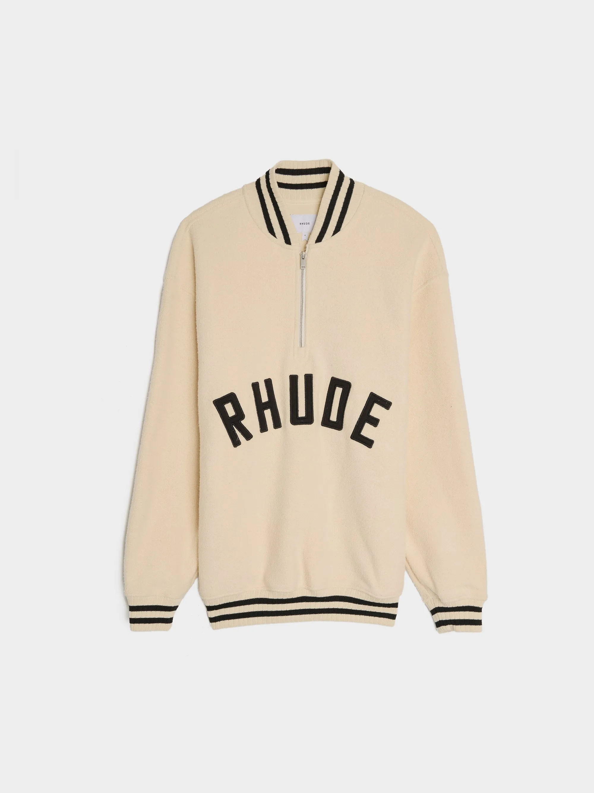 Rhude Quarter Zip Varsity, Cream