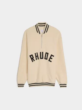 Rhude Quarter Zip Varsity, Cream