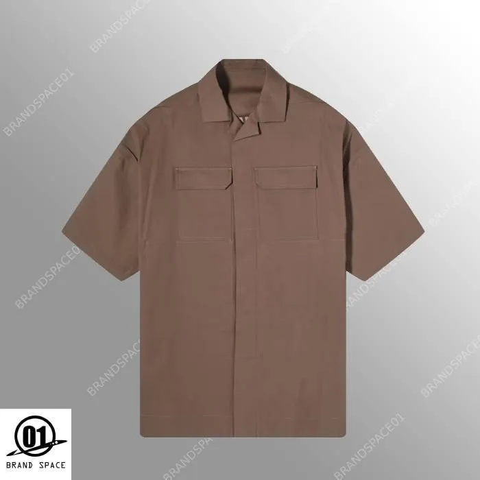 RICK OWENS  |Button-down Nylon Linen Street Style Plain Short Sleeves