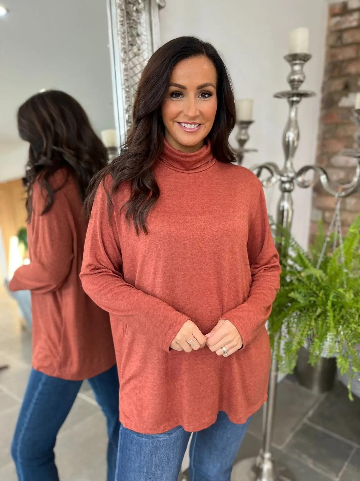 Roll Neck Knitted Top Royal