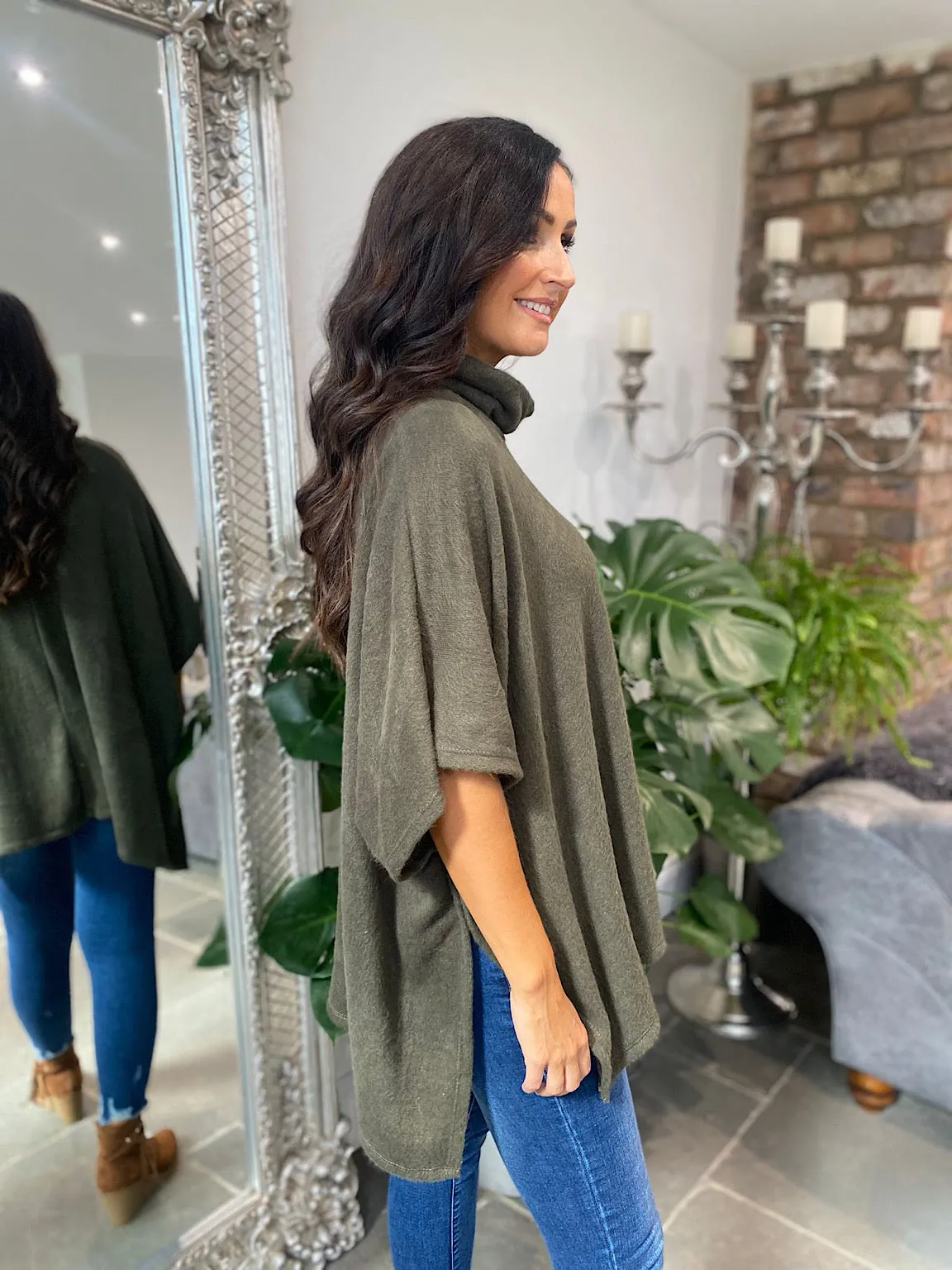 Roll Neck Soft Knit Cape Tilly