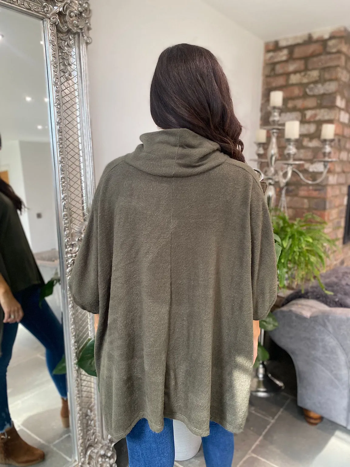 Roll Neck Soft Knit Cape Tilly