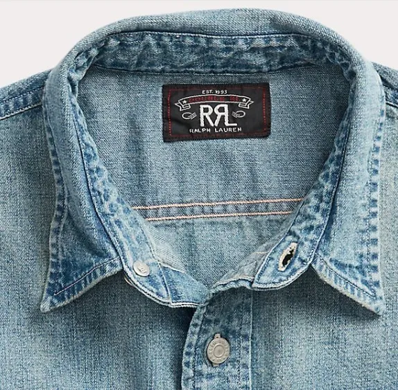 RRL  |Button-down Denim Long Sleeves Plain Cotton Logo Surf Style