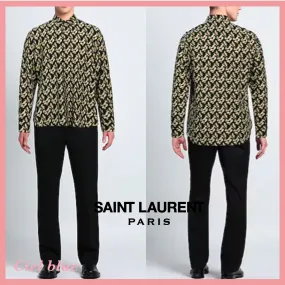 Saint Laurent  |Button-down Bi-color Long Sleeves Plain Luxury Shirts