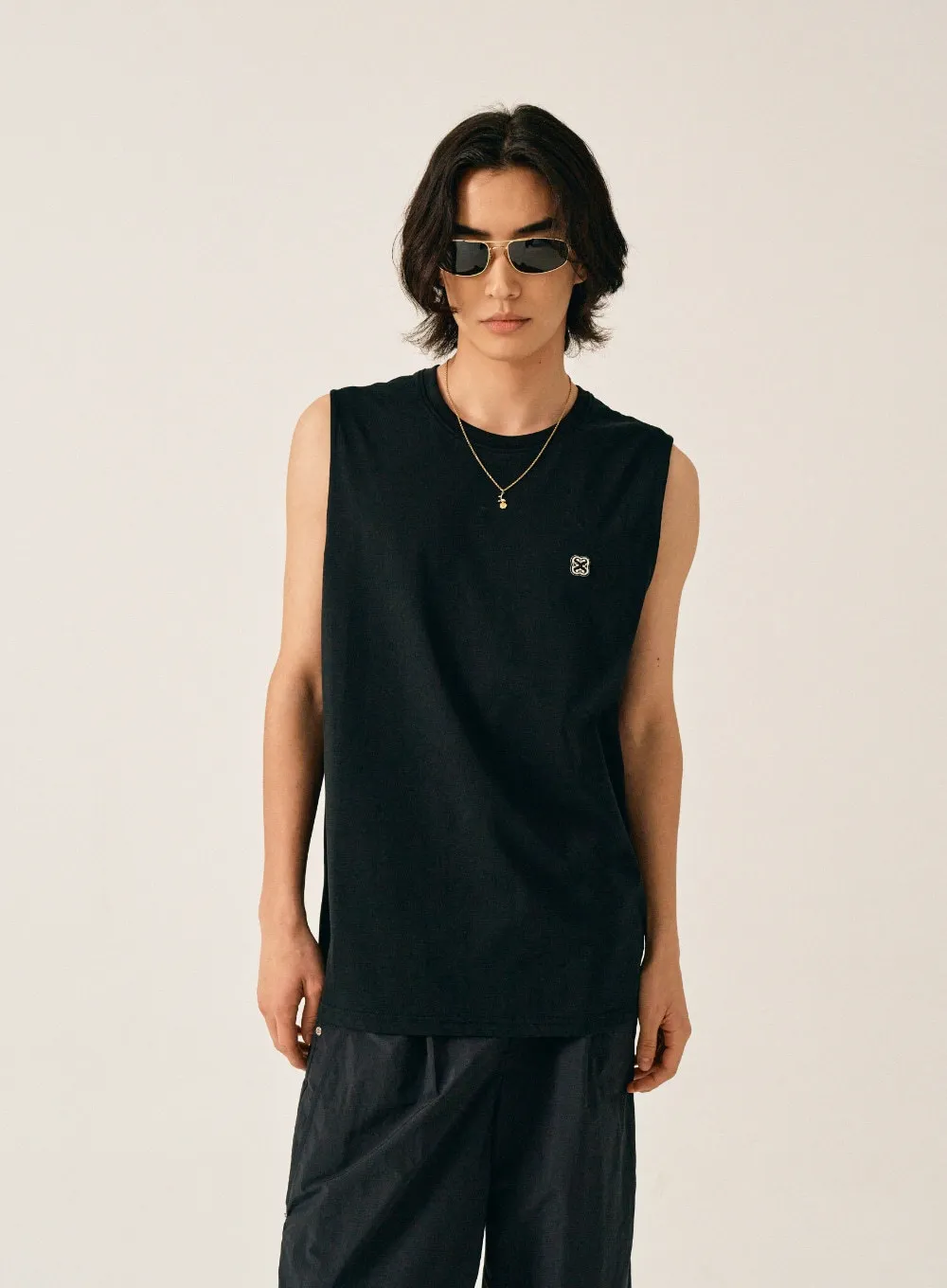 SATUR  |Unisex Sleeveless Street Style Plain Cotton Logo