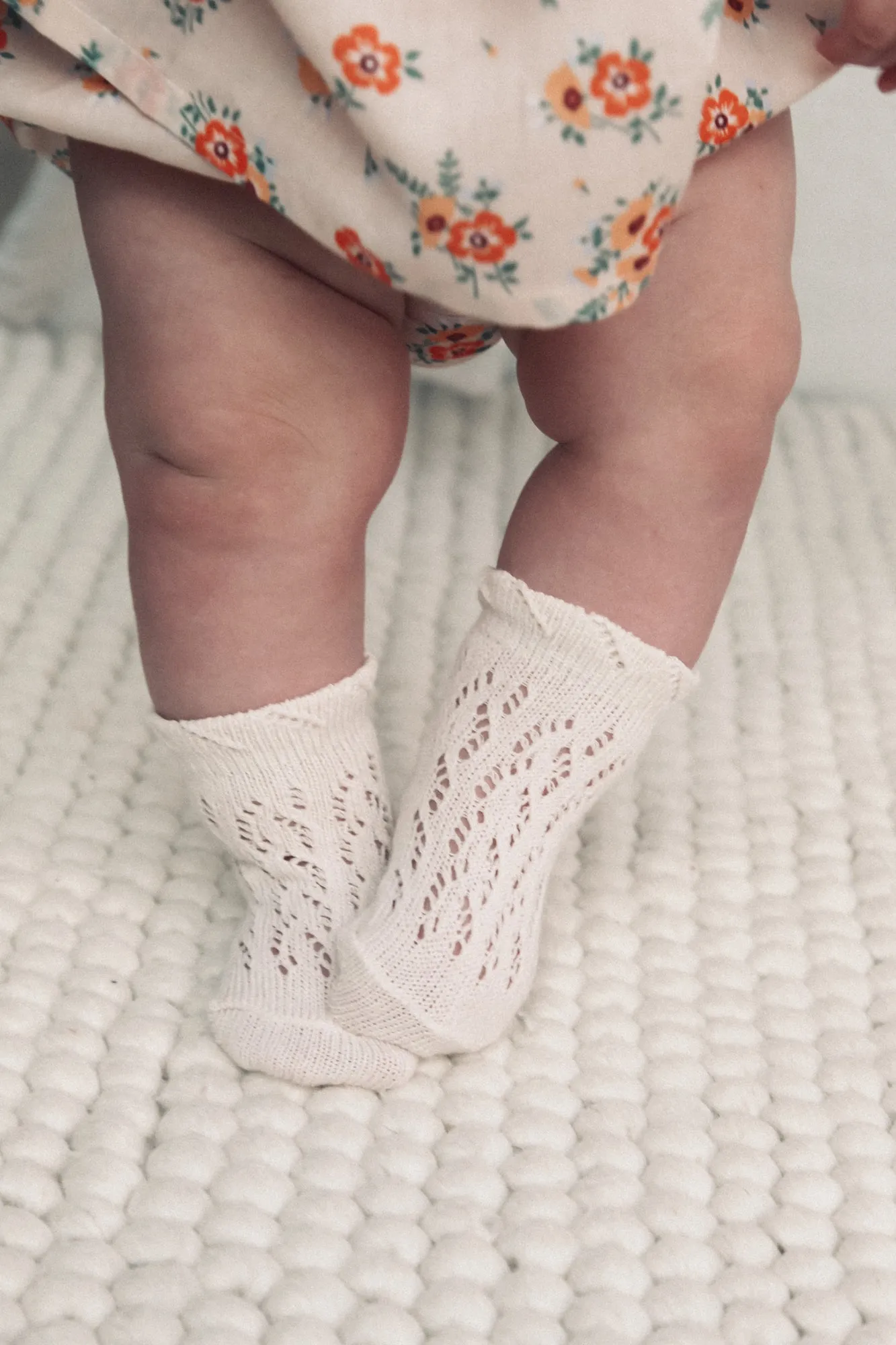 Short Ecru Lace Openwork Socks