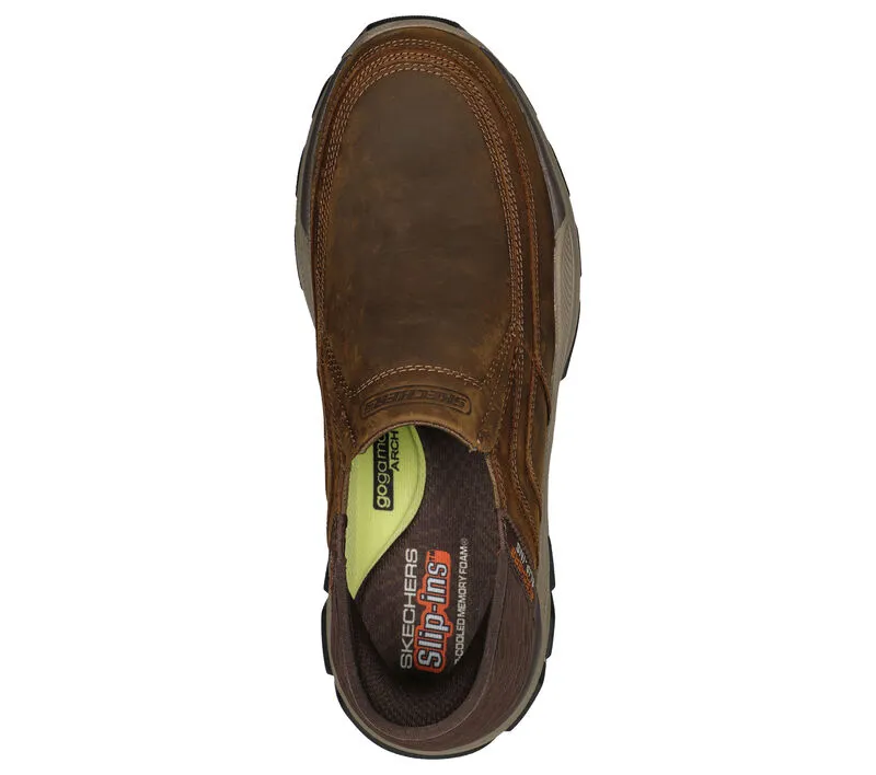 Skechers Men’s Elgin Slip In Shoes-Brown/Dark Brown