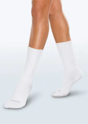 Smartknit Diabetic Seamless Crew Socks- White