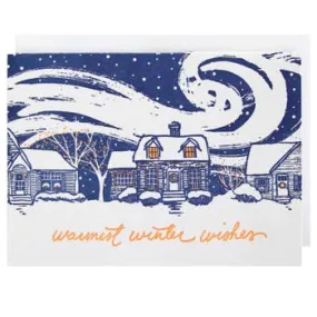 Snow-Covered Home Holiday Card