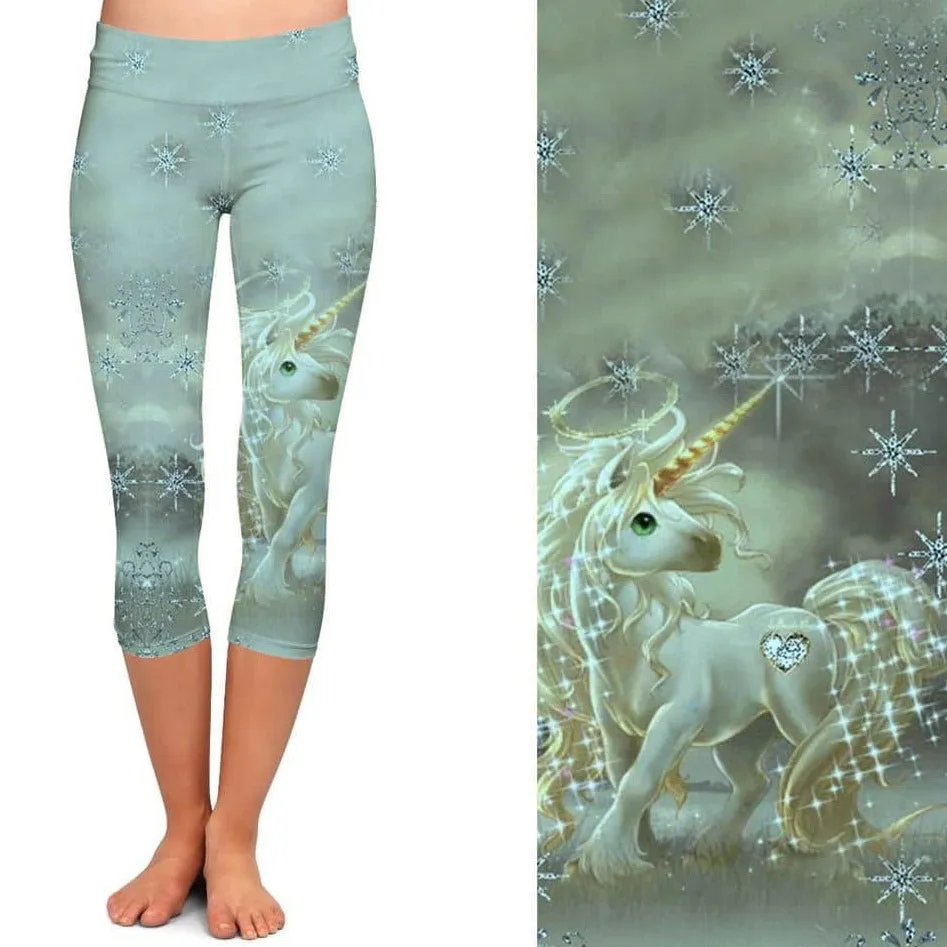 Sparkling Unicorn Capri Kids Soft Leggings