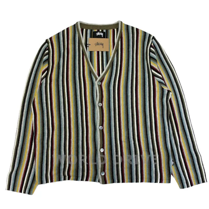 STUSSY  |Button-down Stripes Wool Street Style Cotton Logo