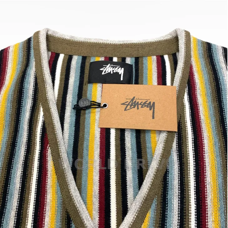 STUSSY  |Button-down Stripes Wool Street Style Cotton Logo