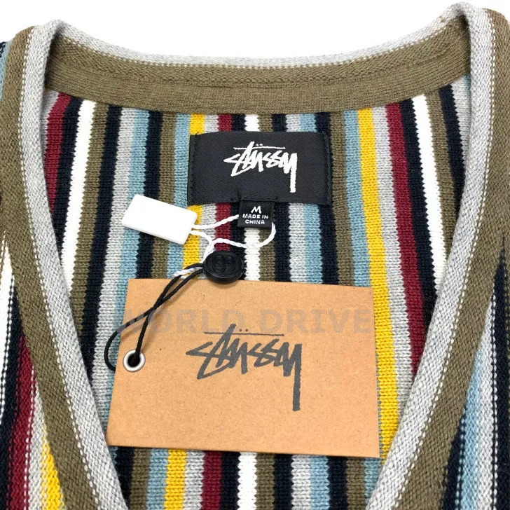 STUSSY  |Button-down Stripes Wool Street Style Cotton Logo