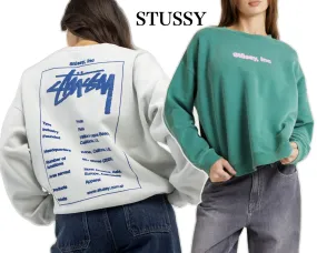 STUSSY  |Crew Neck Street Style Long Sleeves Cotton Oversized Logo