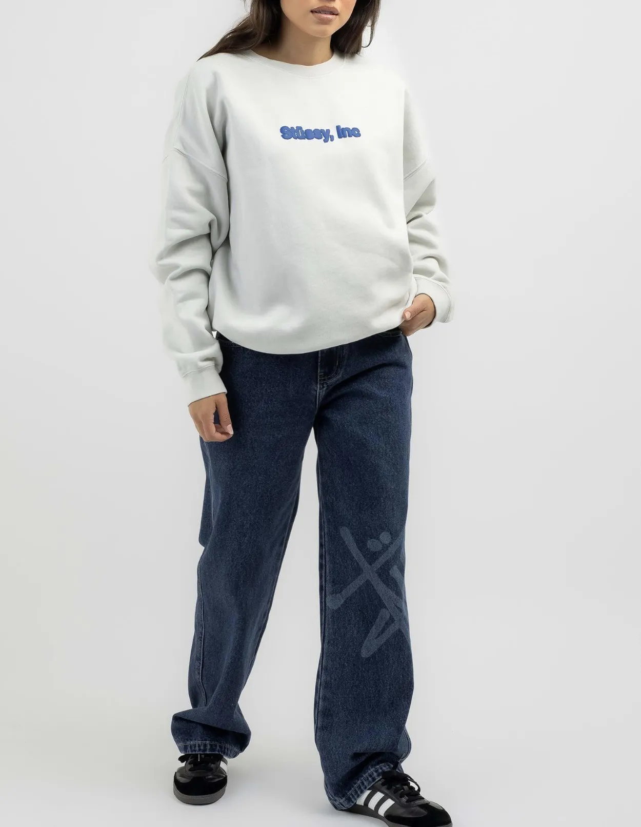 STUSSY  |Crew Neck Street Style Long Sleeves Cotton Oversized Logo