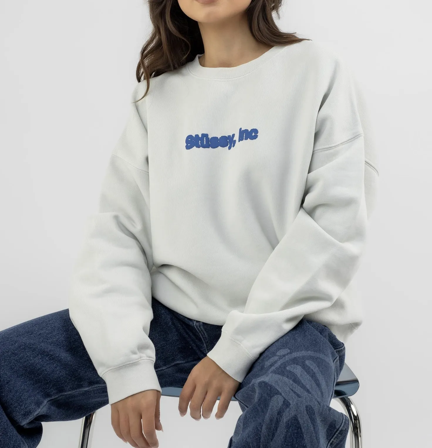 STUSSY  |Crew Neck Street Style Long Sleeves Cotton Oversized Logo