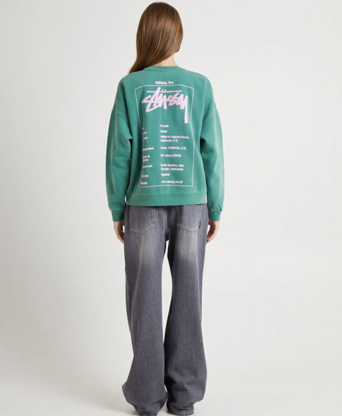 STUSSY  |Crew Neck Street Style Long Sleeves Cotton Oversized Logo