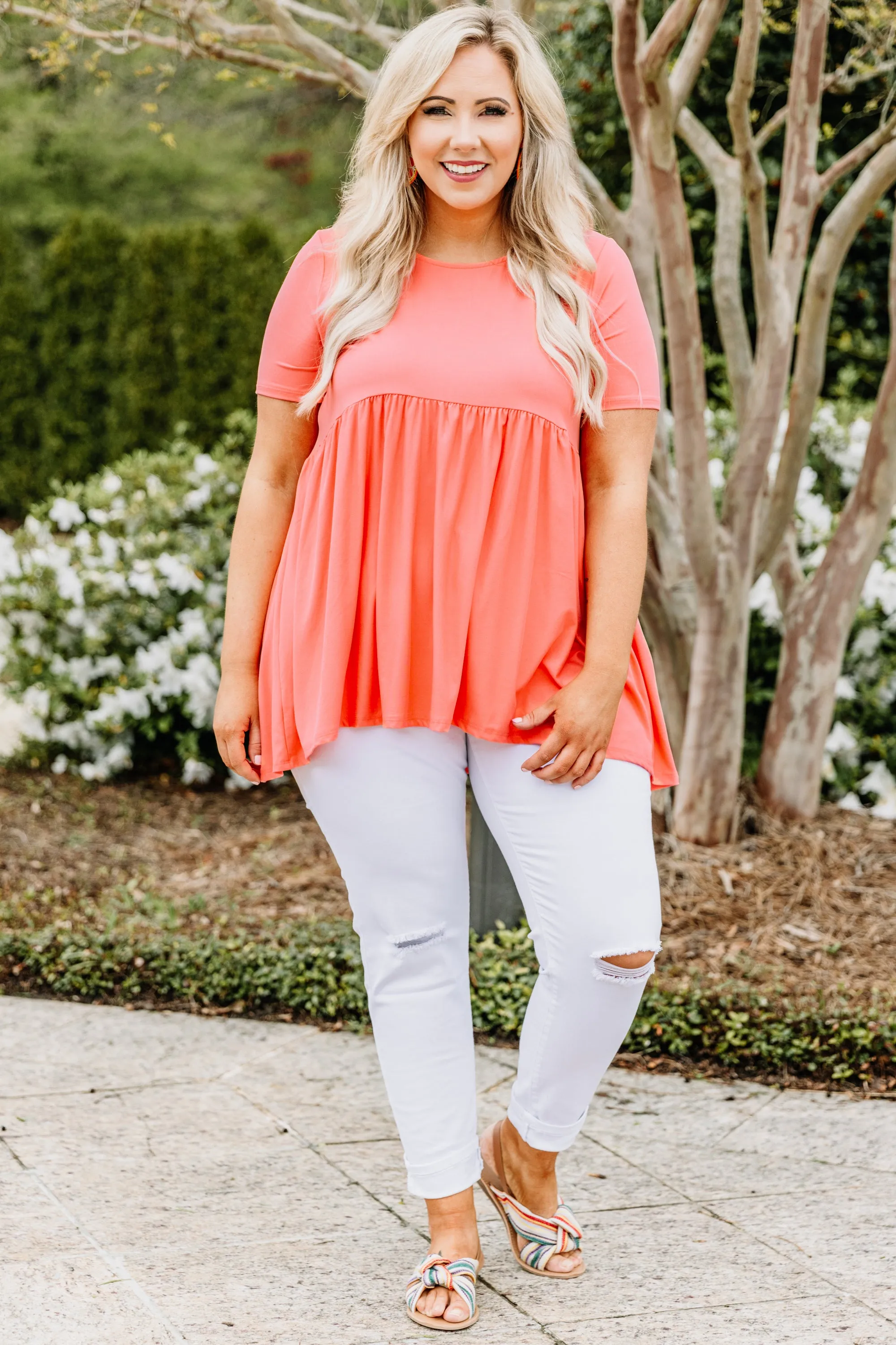 Style In Excess Top, Deep Coral