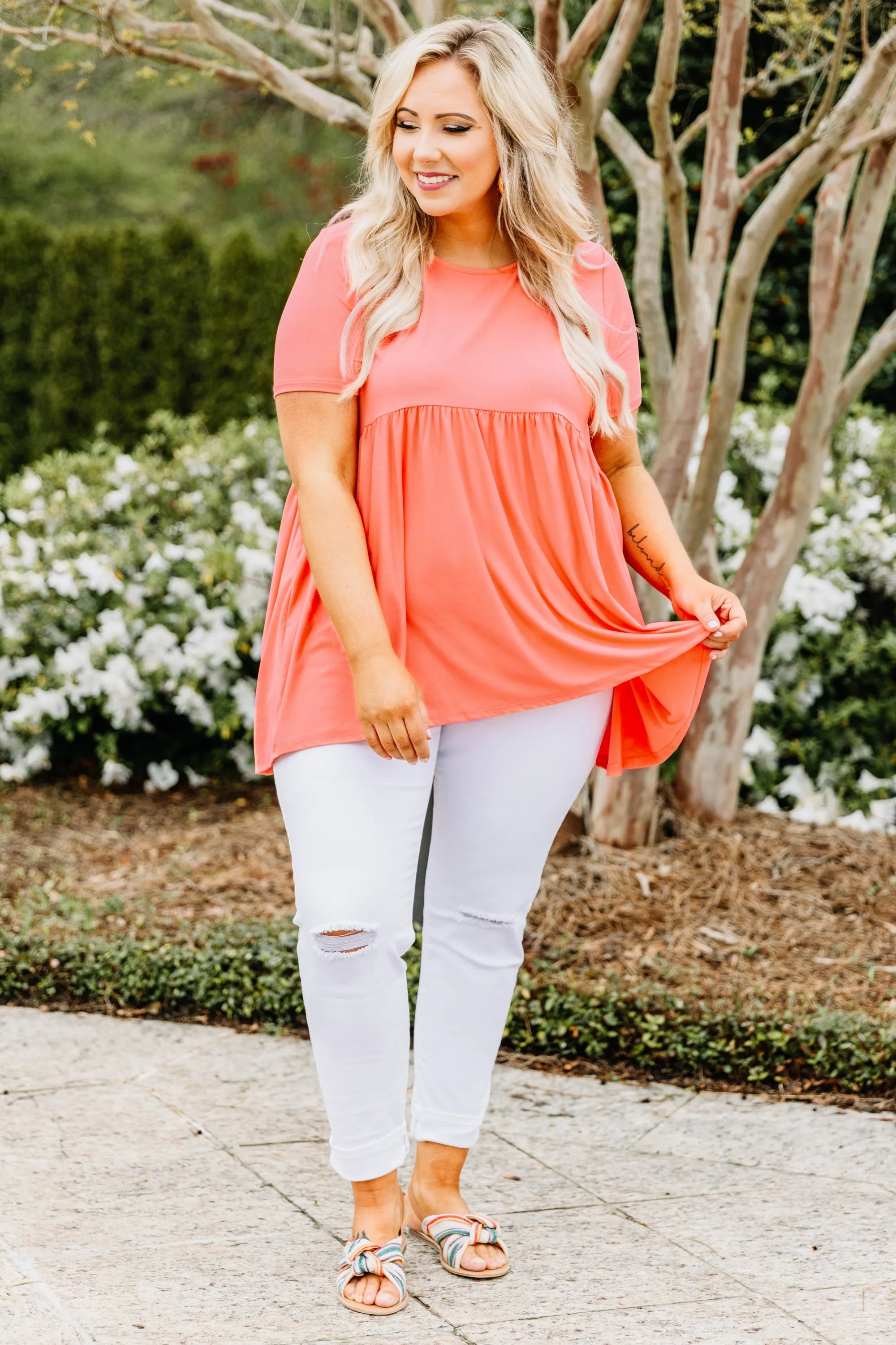 Style In Excess Top, Deep Coral