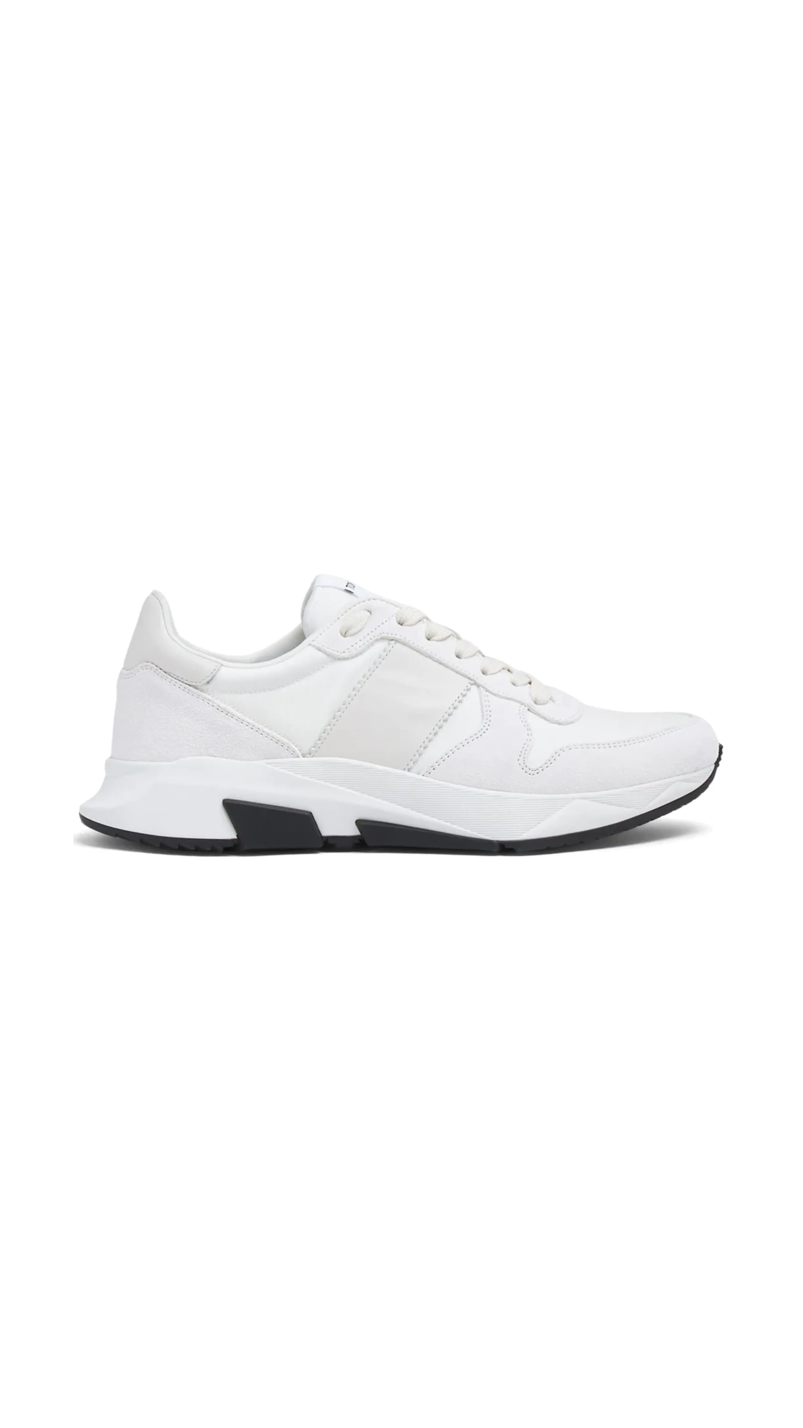 Suede and Technical Mesh Jagga Sneaker - White