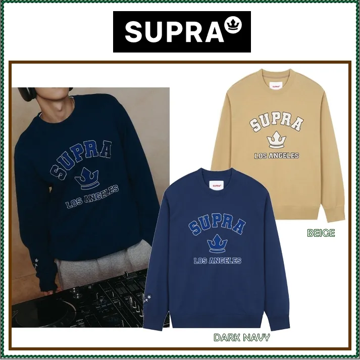 SUPRA  |Unisex Street Style Long Sleeves Plain Logo