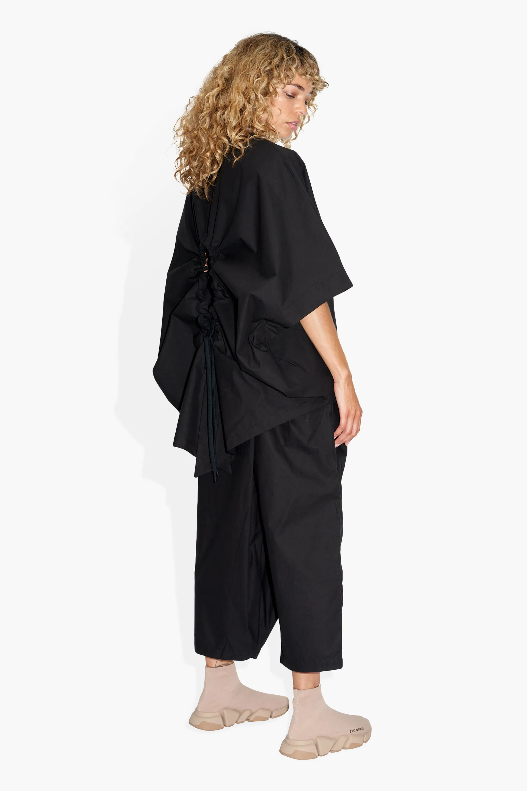 Tethered Poncho Poplin Black