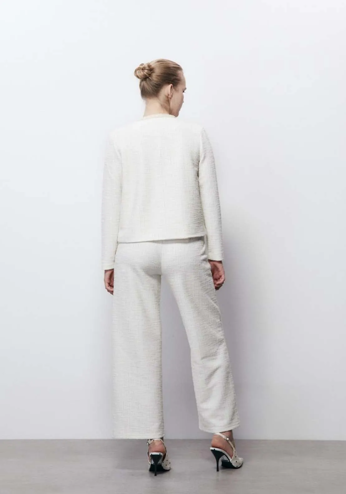 Textured Wide Leg Trousers