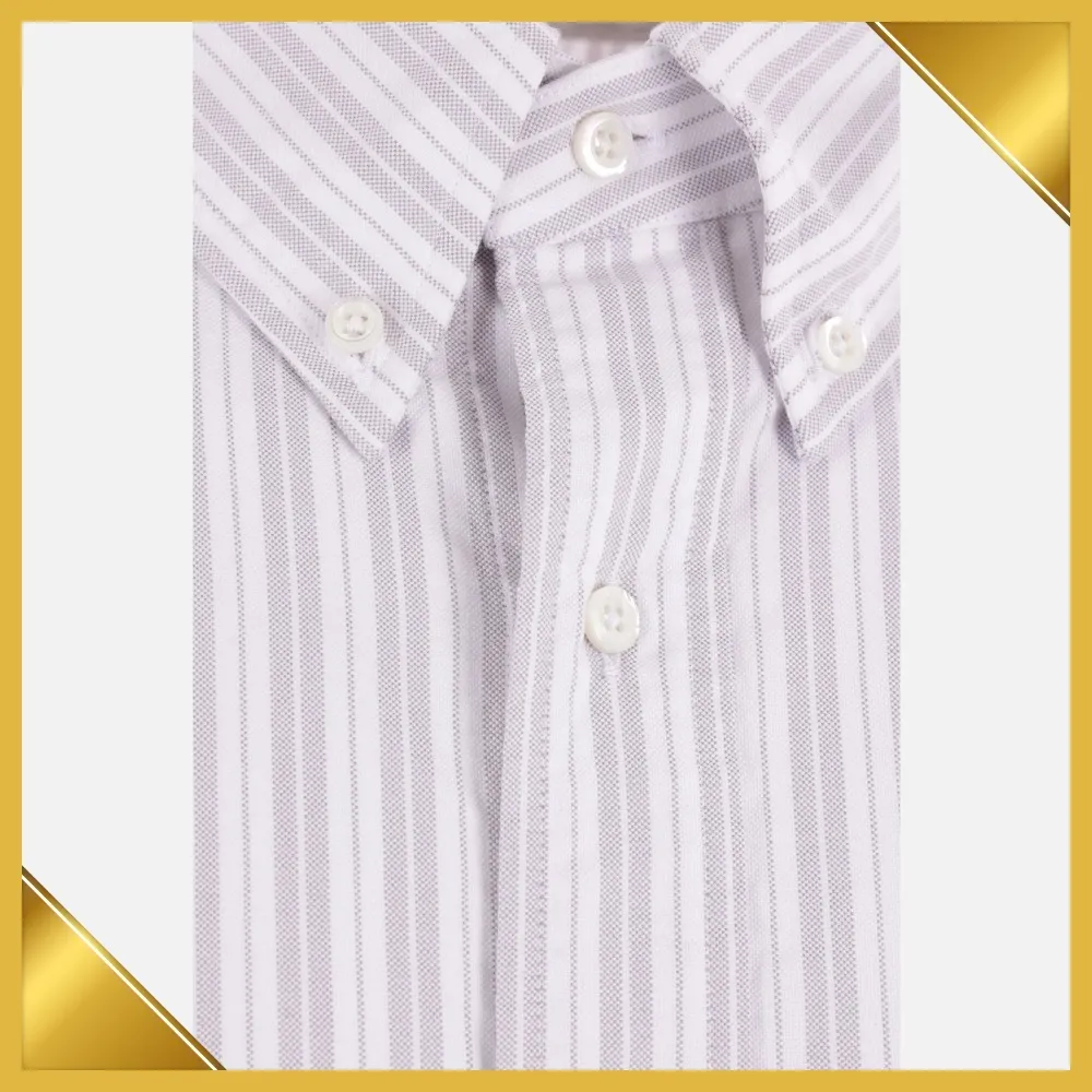 THOM BROWNE  |Button-down Stripes Long Sleeves Cotton Logo Designers